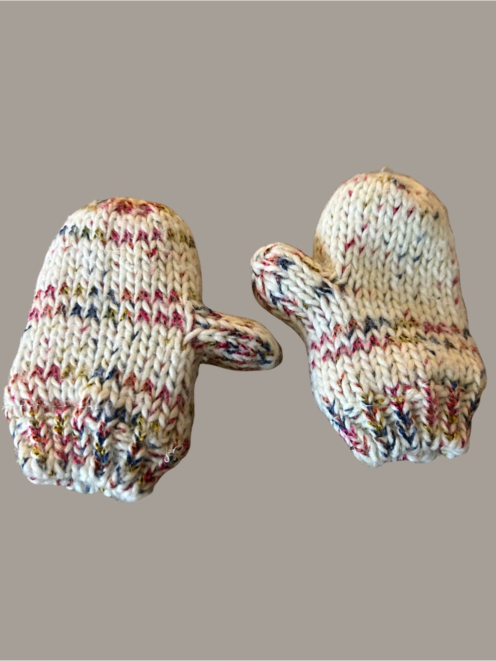 Old Navy Cream Mittens with Multi-Color Speckles